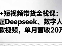 AI+短视频带货全栈课：掌握Deepseek、数字人IP、爆款视频，单月营收20万+