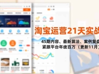 淘宝运营21天实战营,45期内容、最新算法、案例复盘,紧跟平台年入百万(更新11月)