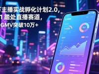 百万主播实战孵化计划2.0，0到1踏入直播赛道，场均GMV突破10万+