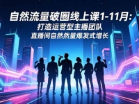 自然流量破圈线上课1-11月：打造运营型主播团队 直播间自然流量爆发式增长