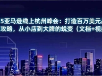 2025亚马逊线上杭州峰会:打造百万美元品牌营销攻略,从小店到大牌的蜕变(文档+视频)