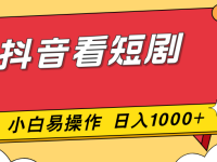 抖音看短剧，一部手机，零投入，小白轻松上手，简单易操作，一天1000+