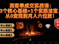 高 客单成交实战课:3个核心基础+1个实操法宝,从0变现到月入六位数!