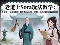 老道士Sora玩法教学:老道士、动漫剧情、美女多种风格,快速上手生成创意视频内容
