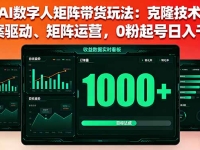 AI数字人矩阵带货玩法：克隆技术、文案驱动、矩阵运营，0粉起号日入千元
