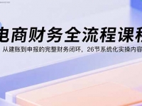 电商财务全流程课程：从建账到申报的完整财务闭环，26节系统化实操内容