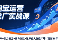 淘宝运营推广实战课,直通车+引力魔方+赛马测款+达摩盘人群推广等(更新26年1月)