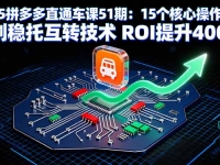 2025拼多多直通车课51期：15个核心操作模块 独创稳托互转技术 ROI提升400%
