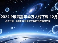 2025IP破局嘉年华万人线下课-12月，从IP打造、流量矩阵到商业变现的完整解决方案