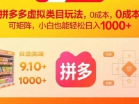 拼多多虚拟类目玩法，0成本，可矩阵，小白也能轻松日入1000+