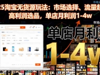 2025淘宝无货源玩法:市场选择、流量起爆、高利润选品,单店月利润1-4w