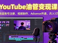 2025YouTube油管变现课：涵盖账号注册、视频制作、Adsense开通，月入1万+