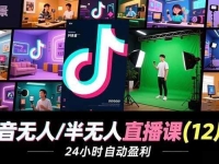 抖音无人/半无人直播课(12月),AI实景、数字人、绿幕、多种玩法、24小时自动盈利
