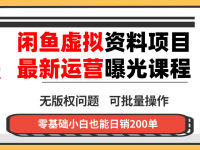 闲鱼虚拟资料最新变现玩法，一人多店无需囤货，多管道收益独家玩法…