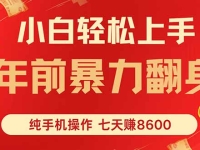 七天狂赚8600，小白纯手机操作，日入1000+