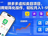 拼多多虚拟类目项目，利用矩阵化操作，轻松月入1-5W