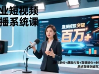 企业短视频直播系统课，账号定位+爆款内容+直播转化+全链路实战，单场直播突破百万销售额