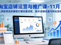淘宝店铺运营与推广课-11月:从测款筛选到爆款打爆完整流程,提升店铺流量与转化效率