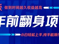 年前翻身项目，新手小白月入3w+，纯手机一条龙实操玩法