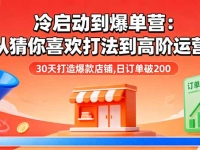 冷启动到爆单营：从猜你喜欢打法到高阶运营,30天打造爆款店铺,日订单破200