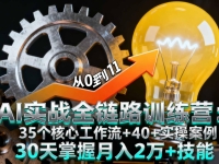 AI实战全链路训练营：35个核心工作流+40+实操案例，30天掌握月入2万+技能