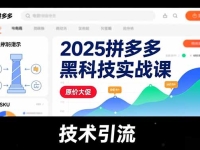 2025拼多多黑科技实战课，擎天柱玩法、爆流SKU、原价大促，技术引流，单店日销轻松破千单