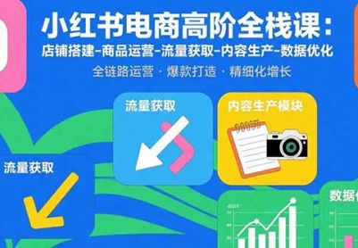 小红书电商高阶全栈课：店铺搭建-商品运营-流量获取-内容生产-数据优化