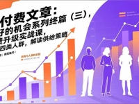 某付费文章:看好的机会系列终篇(三),消费升级实战课,锁定四类人群,解读供给策略