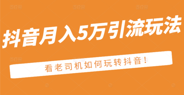 抖音月入5万引流玩法，看看老司机如何玩转抖音