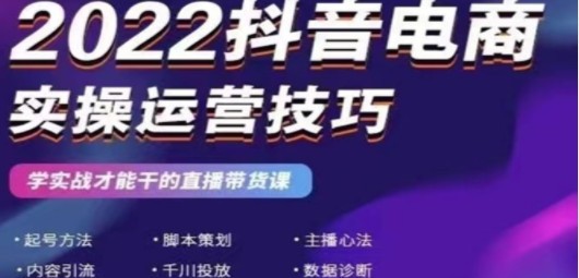 2022抖音电商实操运营技巧：学实战才能干的直播带货课