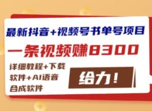 最新抖音+视频号书单号项目：一条视频赚8300