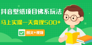 抖音壁纸项目佛系玩法，马上实操一天变现500+（图文+视频）