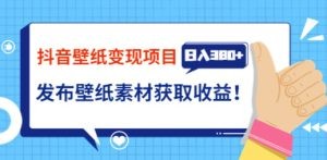 抖音壁纸变现项目：实战日入380+发布壁纸素材获取收益