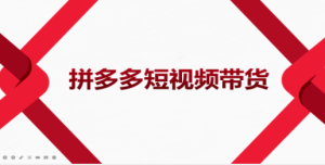 2022风口红利期-拼多多短视频带货，适合新手小白的入门短视频教程