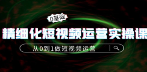 精细化短视频运营实操课，从0到1做短视频运营：算法篇+定位篇+内容篇