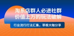 淘系店群人必进社群，价值上万的玩法破解，行业流行打法汇集，草根大咖分享 ...