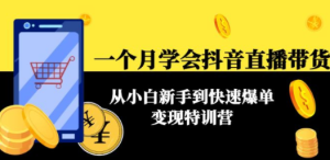 一个月学会抖音直播带货：从小白新手到快速爆单变现特训营