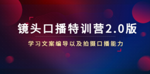 镜头口播特训营2.0版，学习文案编导以及拍摄口播能力（50节课时）