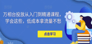 万相台投放·新手到精通课程，学会这些，低成本拿流量不愁