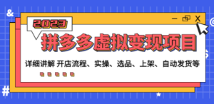 拼多多虚拟变现项目：讲解开店流程-实操-选品-上架-自动发货