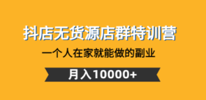 抖店无货源店群特训营：一个人在家就能做的副业，月入10000+