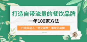 打造自带流量的餐饮品牌：一年100家方法 打造年轻人“社交属性”餐饮的品牌 ...