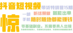 抖音短视频·带货特训营15期 一部手机 听话照做 就能出单 随时随地都能赚钱 ...