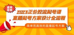 2023正价控流-起号课，直播起号方案设计全流程，简单而高效的直播起号方案 ...