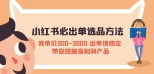 小红书必出单选品方法：客单价300-3000 出单很稳定 带你挖掘高利润产品