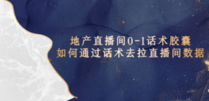 地产-直播间0-1话术胶囊，知道怎么通过话术去拉直播间数据