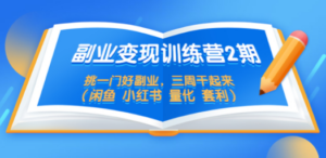 副业变现训练营2期，挑一门好副业，三周干起来（闲鱼 小红书 量化 套利）