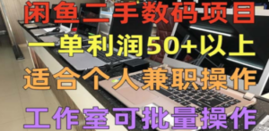 闲鱼二手数码项目，个人副业低保收入一单50+以上，工作室批量放大操作