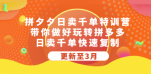 拼夕夕日卖千单特训营，带你做好玩转拼多多，日卖千单快速复制 (更新至3月) ...
