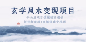 玄学风水变现项目：手头没项目想赚钱的福音（短视频剪辑+直播搭建变现课） ...